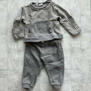 Babidu Baby Boys Grey Cotton Long Sleeve Shirt & Pants Matching Set